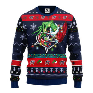 Columbus Blue Jackets Grinch Ugly Christmas Sweater, Grinch Xmas Sweater