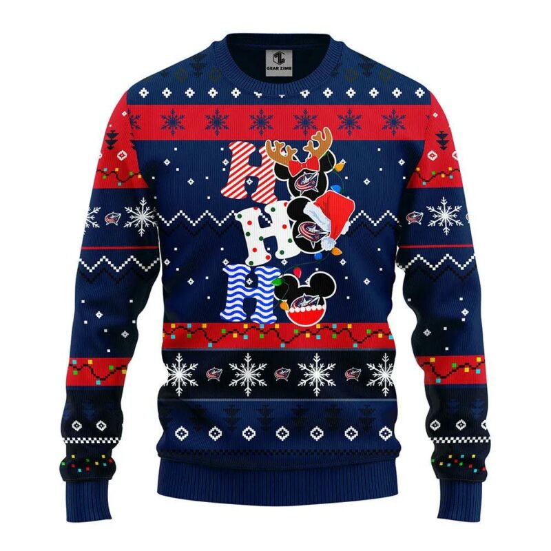 Columbus Blue Jackets Hohoho Ugly Christmas Sweater, NHL Christmas Sweater