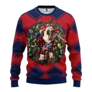 Columbus Blue Jackets Pub Dog Ugly Christmas Sweater, NHL Christmas Sweater