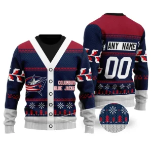 NHL Columbus Blue Jackets | Personalized Name & Number Unisex Sweater For Christmas Season