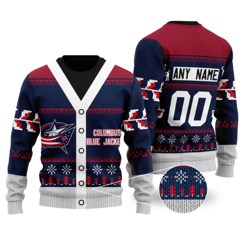 NHL Columbus Blue Jackets | Personalized Name &amp; Number Unisex Sweater For Christmas Season