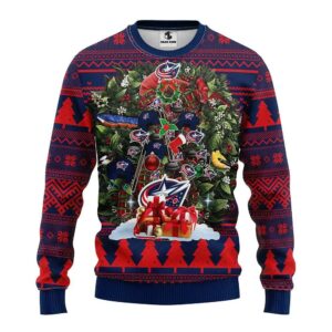 Columbus Blue Jackets Tree Christmas Ugly Sweater, NHL Christmas Sweater