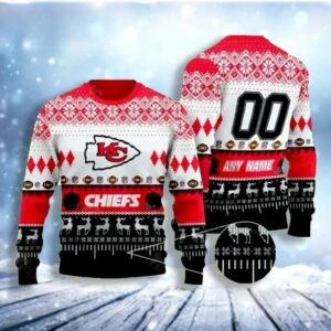 Custom Name Number Ugly Christmas Kansas City Chiefs Ugly Christmas Sweater, NFL Christmas Sweater