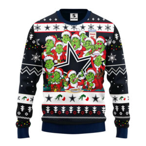 Dallas Cowboys 12 Grinch Xmas Day Ugly Christmas Sweater, Grinch Xmas Sweater