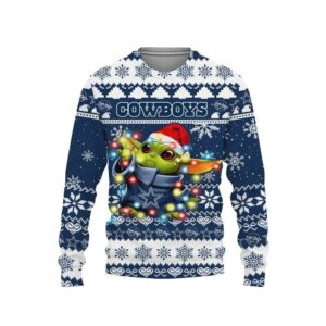 Dallas Cowboys Baby Yoda Star Wars Sports Ugly Christmas Sweater, NFL Christmas Sweater