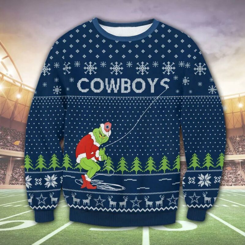 Dallas Cowboys Funny Grinch Ugly Christmas, NFL Christmas Sweater