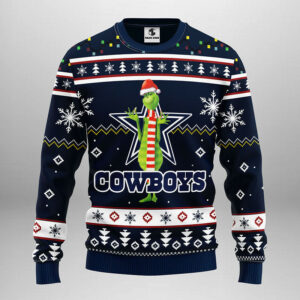 Dallas Cowboys Funny Grinch Ugly Christmas Sweater, Grinch Xmas Sweater