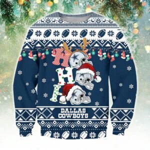 Dallas Cowboys Ho Ho Ho Ugly Christmas Sweater, NFL Christmas Sweater