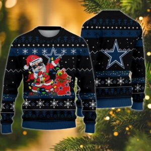 Dallas Cowboys Santa Claus Dabbing  Ugly Christmas Sweater, NFL Christmas Sweater