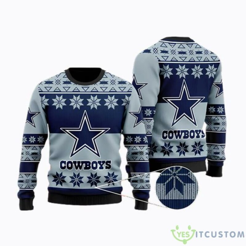 Dallas Cowboys Snowflakes Pattern Ugly Sweater Christmas, Christmas Sweater Dallas Cowboys