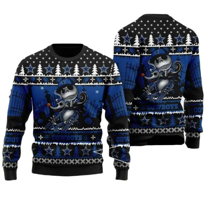 Dallas Cowboys Sweater Jack Skellington Dallas Cowboys Ugly Sweater Blue Unisex Adults For Fan