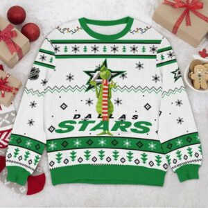 Dallas Stars NHL Grinch Ugly Christmas Sweater, NHL Christmas Sweater
