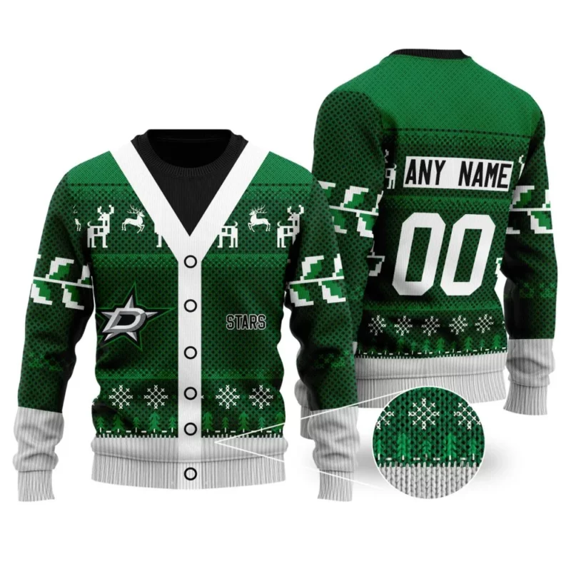 NHL Dallas Stars | Personalized Name &amp; Number Unisex Sweater For Christmas Season