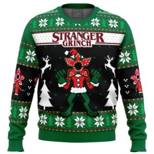 Demogorgon Stranger Grinch Stranger Things Ugly Christmas Sweater, Grinch Holiday Sweater