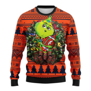 Denver Brocos Grinch Hug Ugly Christmas Sweater, Grinch Xmas Sweater