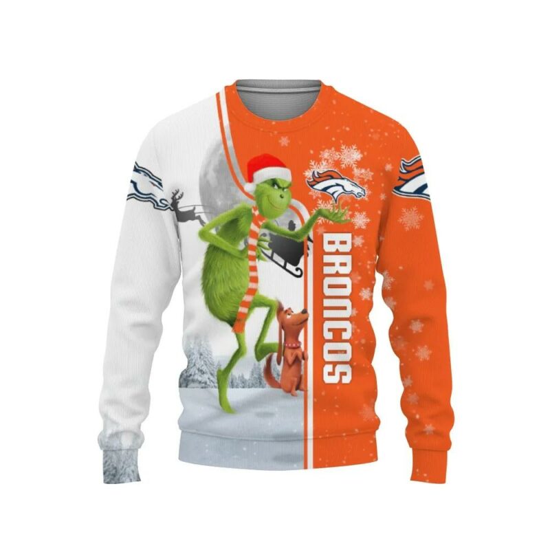 Denver Broncos Grinch &amp; Scooby?Doo Ugly Christmas Sweater, NFL Christmas Sweater