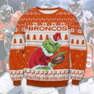 Denver Broncos Grinch Stolen Ugly Christmas Sweater, NFL Christmas Sweater
