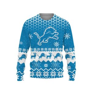 Detroit Lions Big Logo Ugly Christmas Sweater, NFL Christmas Sweater