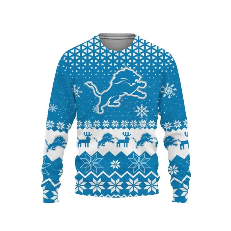 Detroit Lions Big Logo Ugly Christmas Sweater, NFL Christmas Sweater