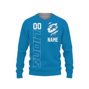 Detroit Lions Custom Name Number Ugly Christmas Sweater, NFL Christmas Sweater