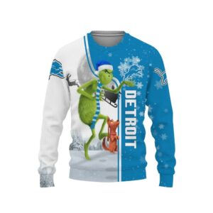 Detroit Lions Grinch &amp; Scooby?Doo Ugly Christmas Sweater, NFL Christmas Sweater