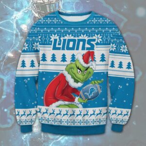 Detroit Lions Grinch Stolen Ugly Christmas Sweater, NFL Christmas Sweater