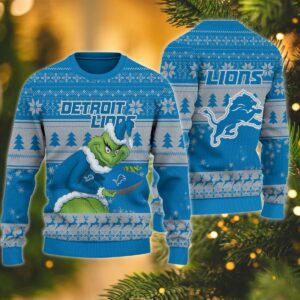 Detroit Lions Grinch Stolen Ugly Christmas Sweater, NFL Christmas Sweater