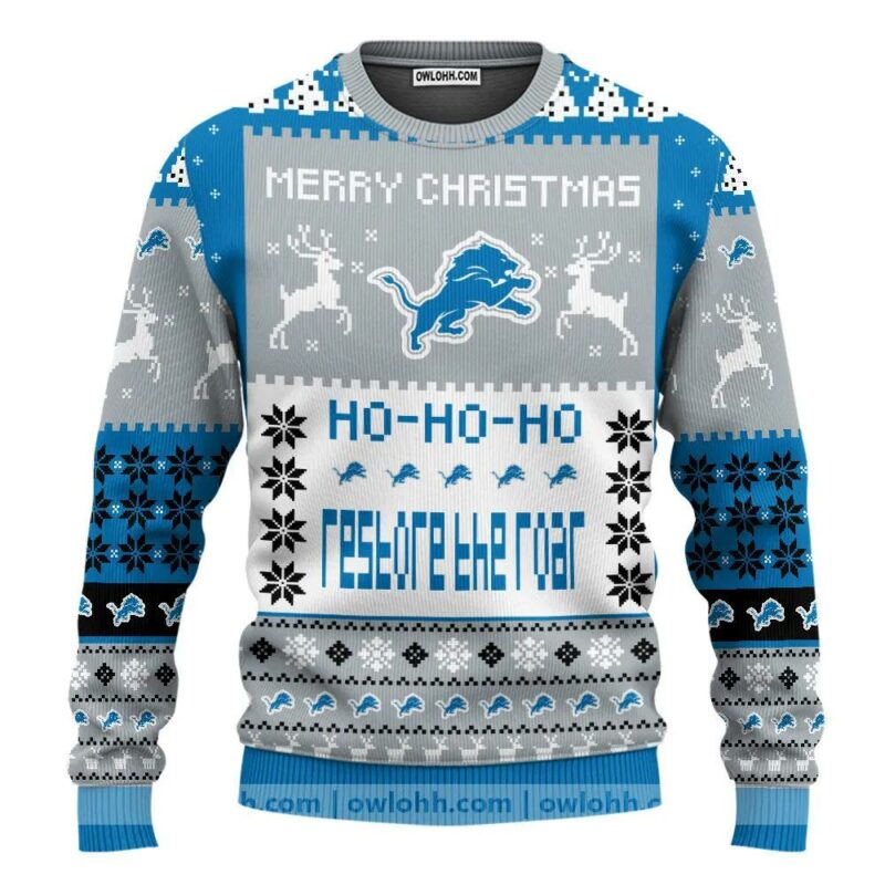 Detroit Lions Merry Christmas Ugly Christmas Sweaters, NFL Christmas Sweater