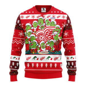 Detroit Red Wings 12 Grinch Xmas Day Ugly Christmas Sweater, Grinch Xmas Sweater