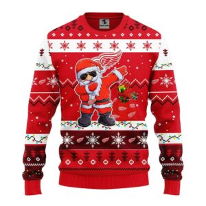 Detroit Red Wings Dabbing Santa Claus Ugly Christmas Sweater, NHL Christmas Sweater