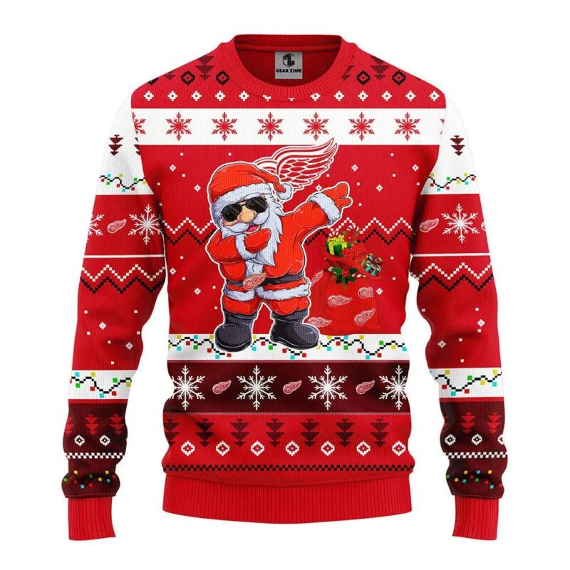 Detroit Red Wings Dabbing Santa Claus Ugly Christmas Sweater, NHL Christmas Sweater