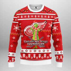 Detroit Red Wings Funny Grinch Ugly Christmas Sweater, Grinch Xmas Sweater