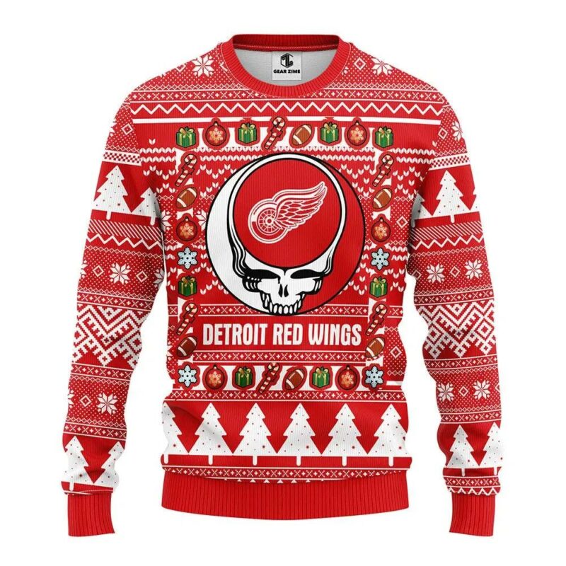 Detroit Red Wings Grateful Dead Ugly Christmas Sweater, NHL Christmas Sweater
