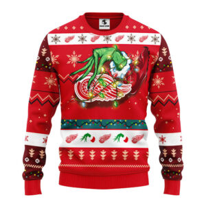 Detroit Red Wings Grinch Ugly Christmas Sweater, Grinch Xmas Sweater