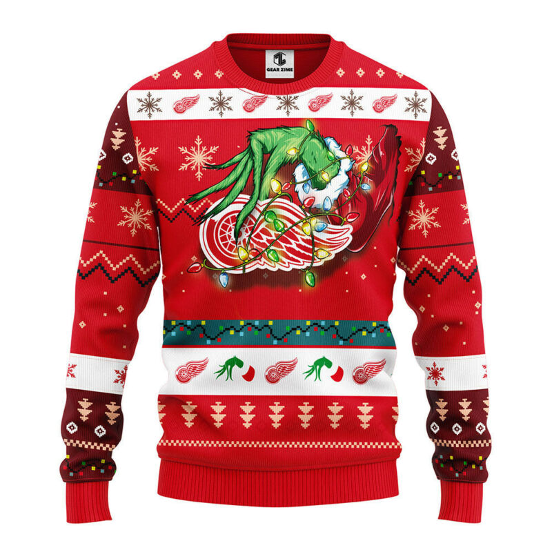 Detroit Red Wings Grinch Ugly Christmas Sweater, Grinch Xmas Sweater