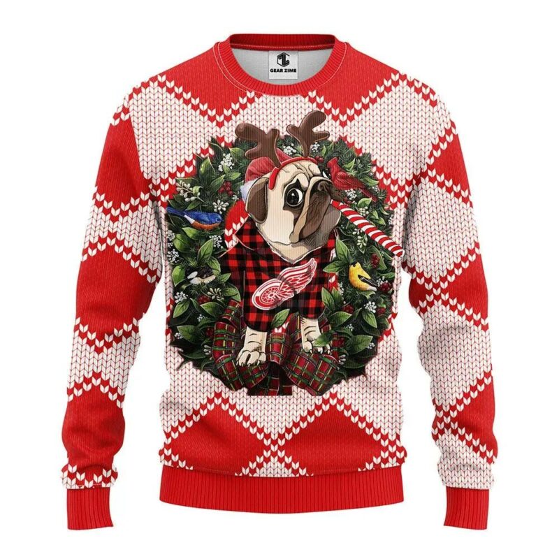 Detroit Red Wings Pub Dog Ugly Christmas Sweater, NHL Christmas Sweater