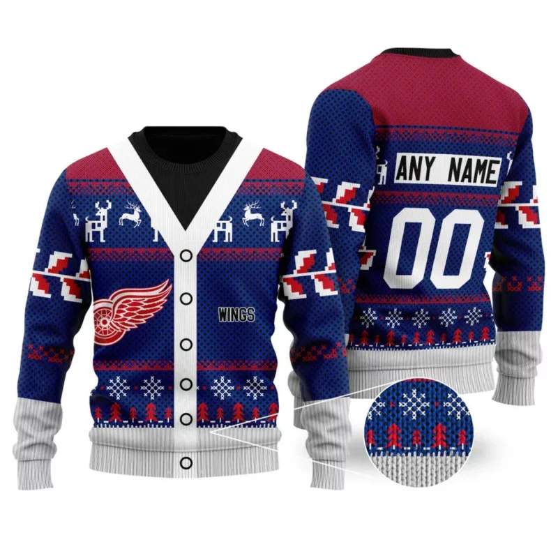 NHL Detroit Red Wings | Personalized Name &amp; Number Unisex Sweater For Christmas Season
