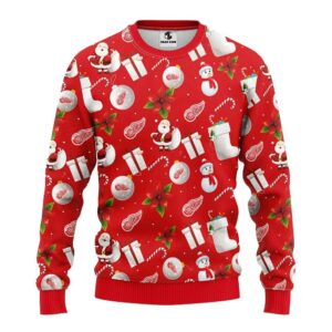 Detroit Red Wings Santa Claus Snowman Ugly Christmas Sweater, NHL Christmas Sweater