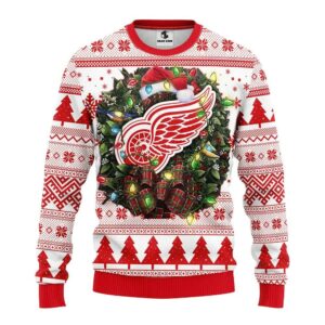 Detroit Red Wings Santa Hat Ugly Christmas Sweater, NHL Christmas Sweater