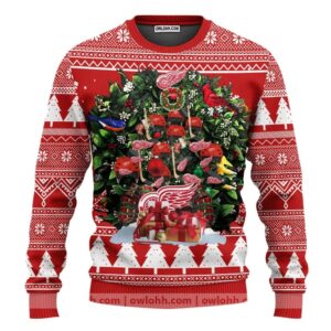 Detroit Red Wings Tree Christmas Ugly Sweater, NHL Christmas Sweater