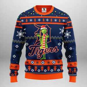 Detroit Tigers Funny Grinch Ugly Christmas Sweater, Grinch Xmas Sweater