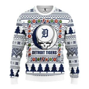 Detroit Tigers Grateful Dead Ugly Christmas Sweater, MLB Christmas Sweater
