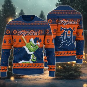 Detroit Tigers Grinch Stolen Ugly Christmas Sweater, MLB Christmas Sweater