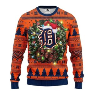 Detroit Tigers Santa Hat Ugly Christmas Sweater, MLB Christmas Sweater