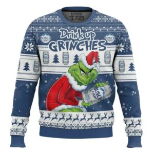 Drink Up Grinch Stolen Busch Light Ugly Sweater, Grinch Holiday Sweater