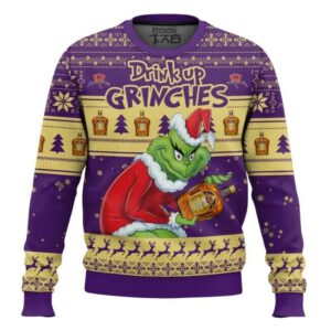 Drink Up Grinches Stolen Crown Royal Ugly Sweater, Grinch Holiday Sweater