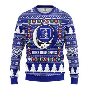 Duke Blue Devils Grateful Dead Ugly Christmas Sweater, NCAA Christmas Sweater