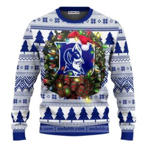 Duke Blue Devils Santa Hat Ugly Christmas Sweater, NCAA Christmas Sweater