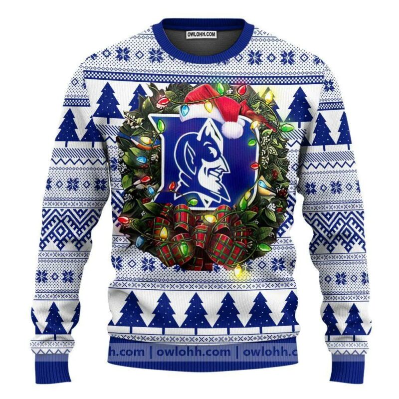 Duke Blue Devils Santa Hat Ugly Christmas Sweater, NCAA Christmas Sweater