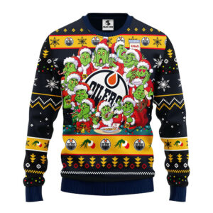 Edmonton Oilers 12 Grinch Xmas Day Ugly Christmas Sweater, Grinch Xmas Sweater
